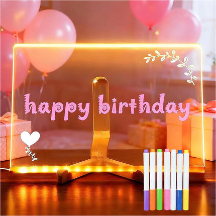 Illuminated Acrylic Message Board with Colorful LED Lights for Christmas Decor 30x20cm