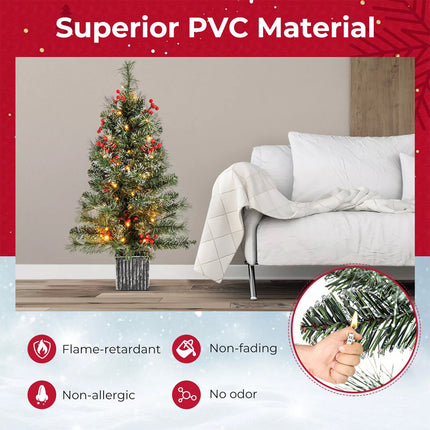 1Pcs 90CM Pre-lit Entrance Christmas Tree Potted Seasonal Decoration Tree for Porch