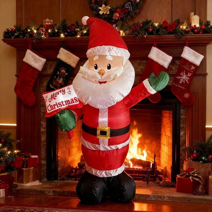 6FT Inflatable Christmas Santa White LED Lights Garden Merry Outdoor Indoor