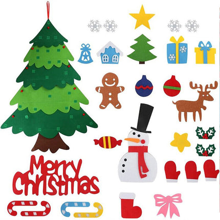 Felt Christmas Tree Set DIY with 32pcs Removable Ornaments Xmas Hand Craft Decor