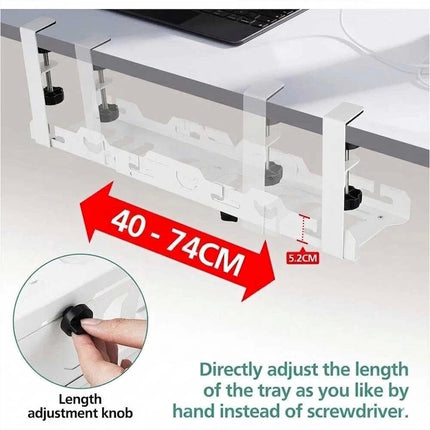 Extendable Adjustable Cable Management Organizer Under Desk Cord Basket Tray