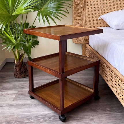 Rolling 3-Wheel Bedside Table Household Living Room Coffee Corner Table