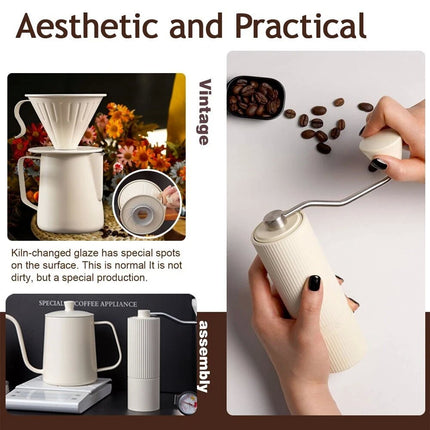 Pour Over Coffee Maker Gift Set Manual Grinder Portable Kettle Hand Bean Filter