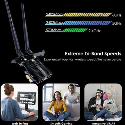 WiFi 6E PCIe Card Intel Chips Bluetooth 5.3 2.4G 5G 6GHz PC PCI Wireless Adapter