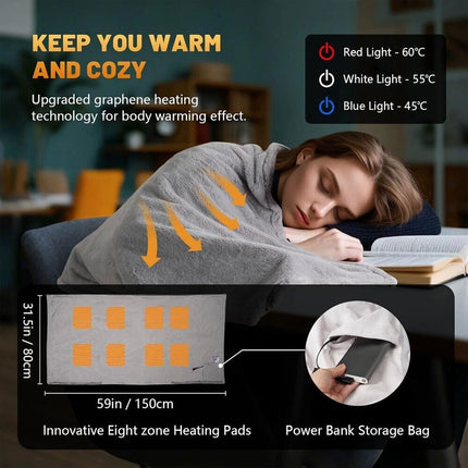 USB Electric Heated Throw Blanket Warm Poncho Wrap Blanket Portable heated Shawl