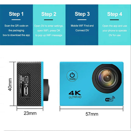 4K 2'' Ultra HD 1080P Sport WiFi 16MP Cam Action Camera DV Video Recorder Go Pro