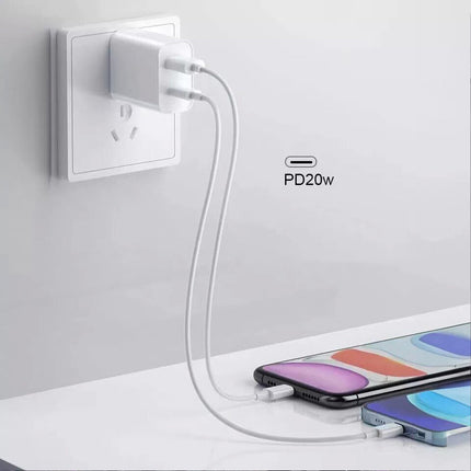 20W PD QC3.0 Fast Charger  Broad Compatibility for USB-C Devices