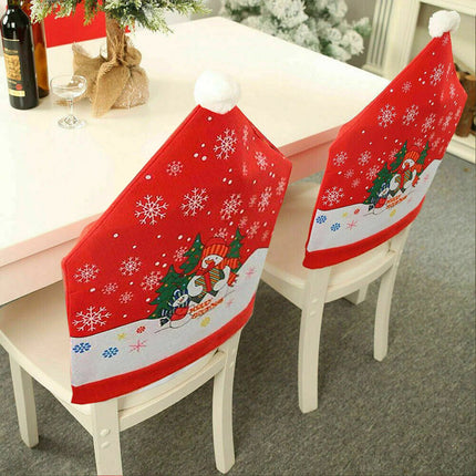 10x Christmas Chair Covers Dinner Table Snowman Hat Home Décor Ornaments