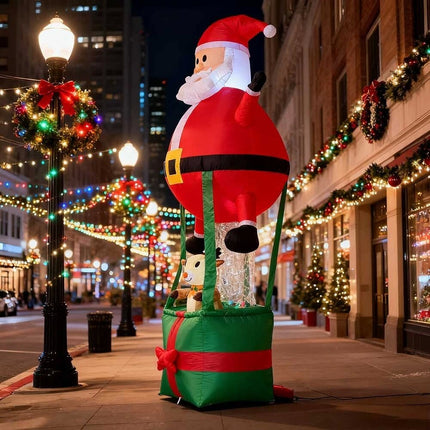9ft Inflatable Christmas Santa Claus Hot Air Balloon Reindeer Xmas Decorations
