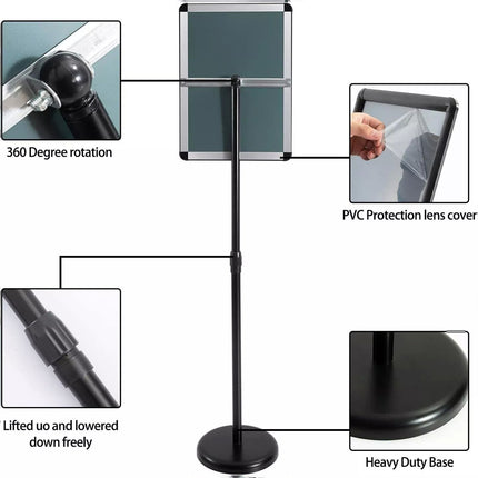 A4 Floor Poster Stand Foyer Pedestal Sign Holder Business Menu Display Stand