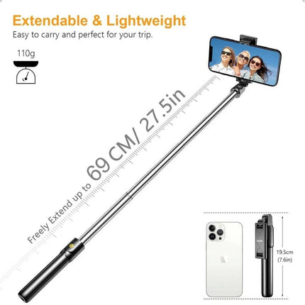 Selfie Stick Travel Tripod for Cell Phone with Remote Control Holder Vlog Stream