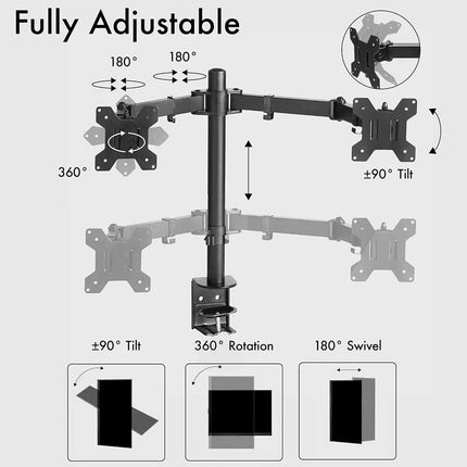 Monitor Arm Dual Desk Mount 32'' Displays Screen Bracket Computer Holder Stand