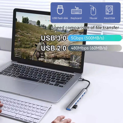 7 Ports USB Hub 3.0 Splitter Extender Extension Laptop PC MacBook iMac Surface