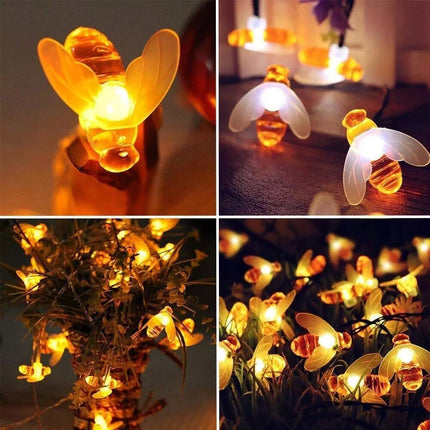 100LED 10.9M Warm White Bee Solar Christmas Party String Garden Lights