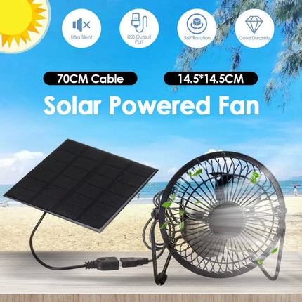 5W Solar Panel Powered Mini Portable USB Fan Cooling Ventilation Home Camping