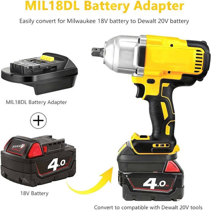 Battery Converter for Milwaukee to Dewalt Battery Adapter MIL18DL M18 18V