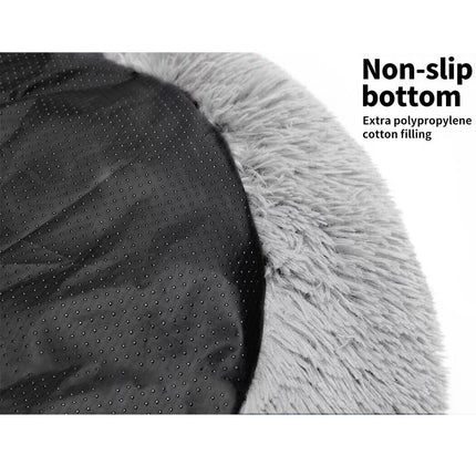 Light Grey 80CM Dog Cat Pet Calming Bed Warm Soft Plush Round Nest Comfy Sleeping Extra Large