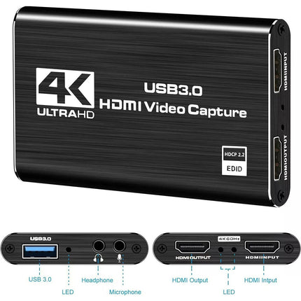 4K Audio Video Capture Card, USB 3.0 HDMI Video Capture Device Full HD