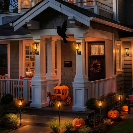 2Pcs Halloween Decoration Solar Outdoor Torch Lights Flickering Garden Light