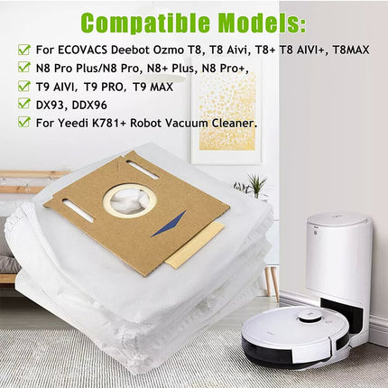 12Pcs Dust Bags For Ecovacs Deebot T9, T9+, T9 AIVI,T9 Plus Robot Vacuum Cleaner