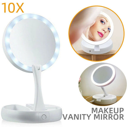 10X Magnifying Makeup Cosmetic Beauty Bathroom Mirror & LED Light 360° Rotation