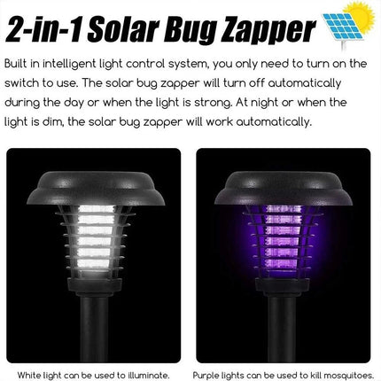 Solar Powered Zapper Lamp Light Outdoor Garden Mosquito Fly Bug Insect Killer