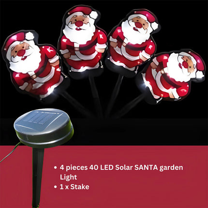 4 Pleces 40 LED White Santa Solar Christmas Garden Lights