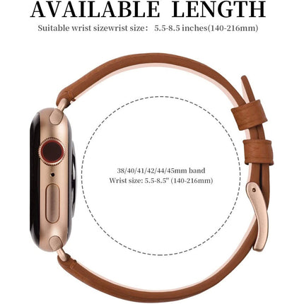 For Apple Watch iWatch Band Series 8 7 6 5 4 3 SE 45 44 41 Leather Strap Brown