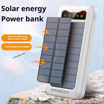 White 10000mAh Power Bank Portable Charger Built-in Cables LED Display Powerbank Solar