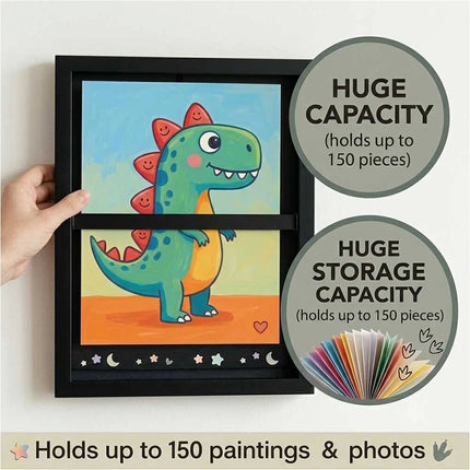 A3 A4 Artists Frames Hold 150 Pictures Creative Art Wooden Artwork Display- Black