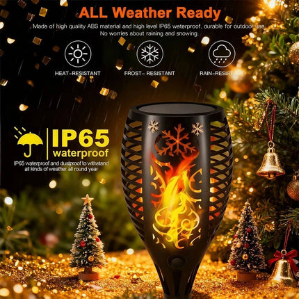 2 Pcs Outdoor Solar Flame Lights Fire LED Torch Garden Christmas Decorations Light