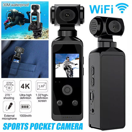 Handheld Action Camera 4K 270° Rotatable 30M Waterproof WIFI Pocket Camera