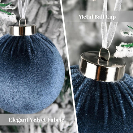 Christmas Tree Ornaments Velvet Balls - Pack of 12Pcs Shatterproof Xmas Bulbs