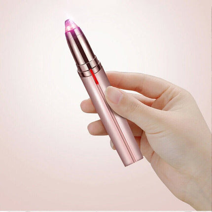 Rose Gold Eyebrow Trimmer Electric Facial Hair Remover Finishing LED Rechargeable Light