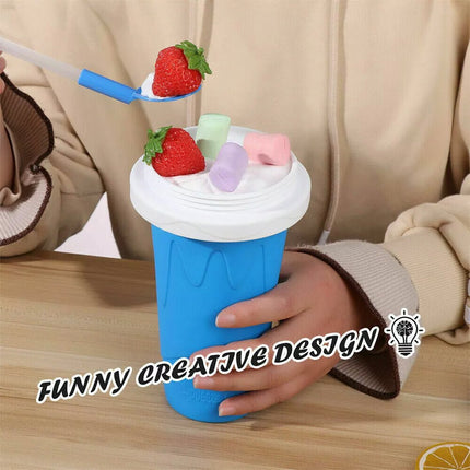 Blue Slushie Maker Cup Quick Freeze Magic Squeeze Cup Milkshake Cup Ice Cream Maker