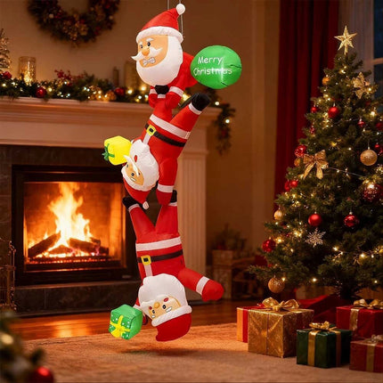 8Ft Inflatable Christmas Cute Funny Hanging Santa Claus With LED lights Xmas