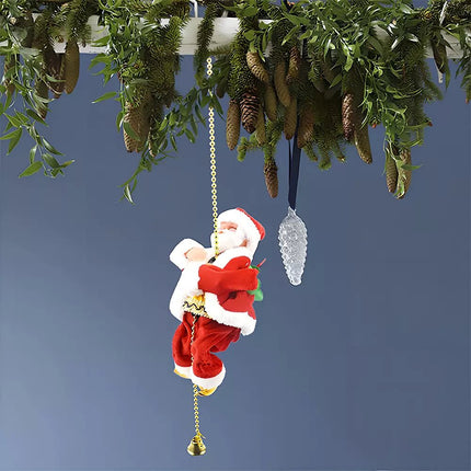 Electric Christmas Santa Claus Climbing Rope Ladder Musical Toy Xmas Gift Decors