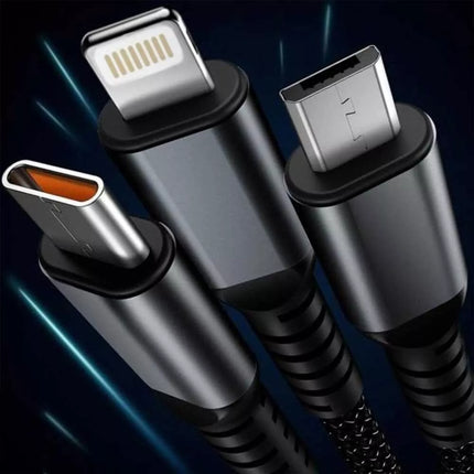 3 IN 1 Charging Cable Fast Charger USB Type C iPhone Samsung 100w Durable Braid