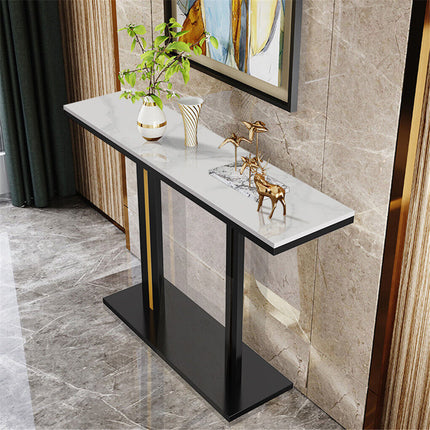 Delicate Texture Marble Console Table Narrow Long Sofa Table Hall Display Stand