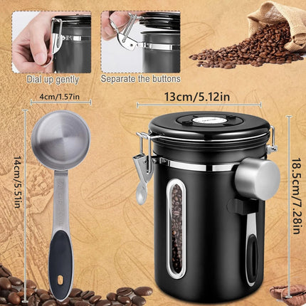 1.8L Coffee Canister Airtight Coffee Storage Jar Vacuum Storage Bean Container