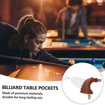 6X Pack Leather Pool Table Pockets W/ Net System Billiard Table Part Accessories