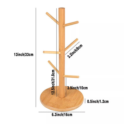 Wooden Tree Rack Mug Stand Coffee Tea Cup Holder Storage Rack Hanger HomeKitchen