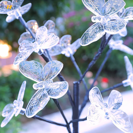 2 PACK 12LEDs Solar String Lights Butterfly Fairy Lamp Outdoor Garden Party Decor