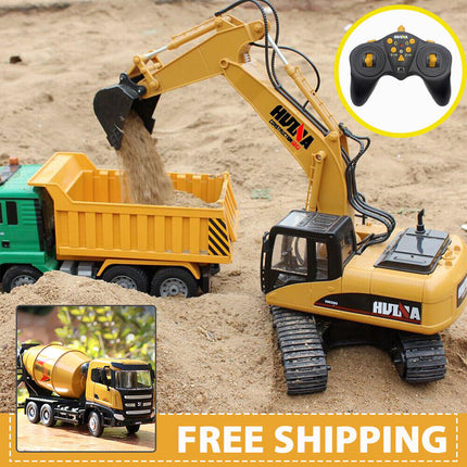 Remote Control Excavator Digger Construction RC Truck Vehicle Toys for Kids Gift