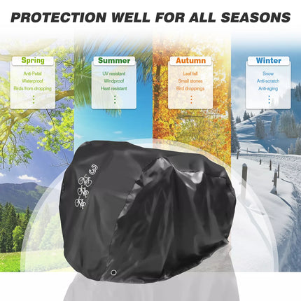 Heavy Duty Bicycle Bike Cover Outdoor Waterproof Protector Fit 3 Bikes up to 29"