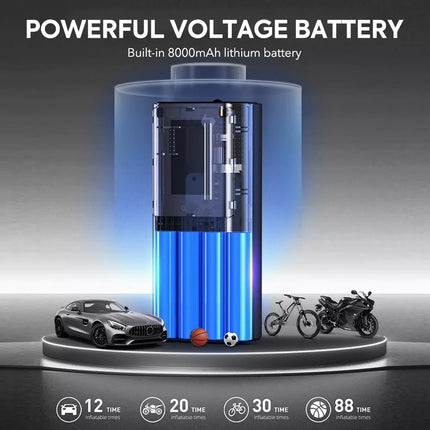 8000mAh Battery Rechargeable Portable 12V Car Tire Inflator Tyre Electric Pump