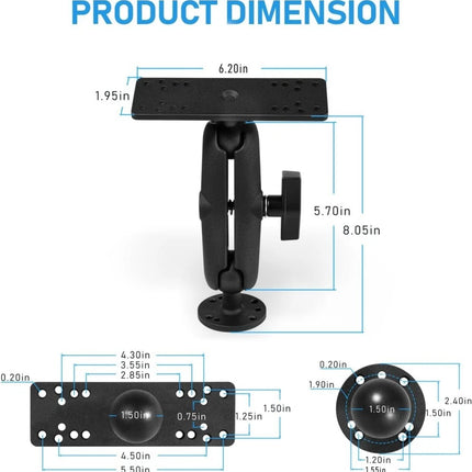 Medium Arm Marine Electronic Depth Finder Mount for Garmin, Raymarine, Lowrance