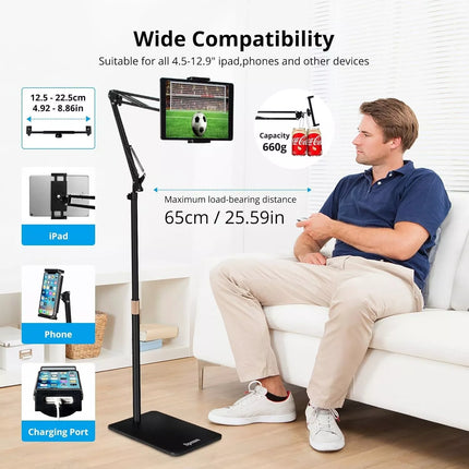 155cm Free Standing Adjustable Mount Holder Universal For iPad iPhone