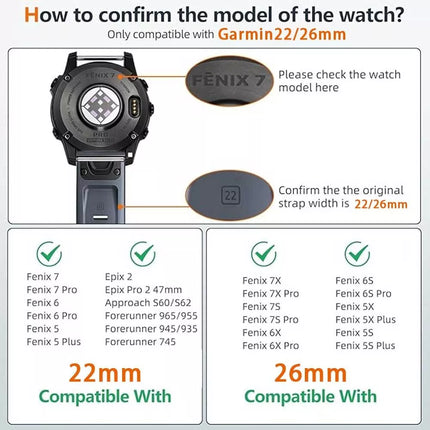 2Pack Replacement Sport Band Strap For Garmin Fenix 5 6 6x/7 7 Plus 7x Plus White & Grey