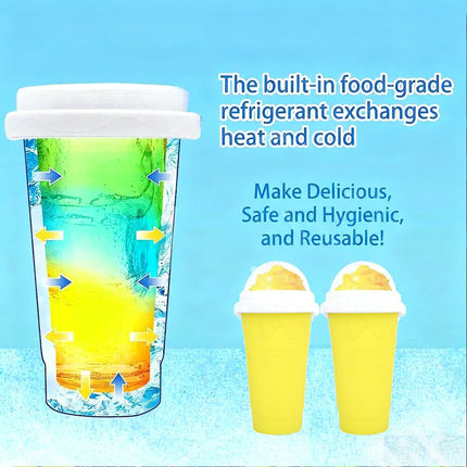 Yellow Slushie Maker Cup Quick Freeze Magic Squeeze Cup Milkshake Cup Ice Cream Maker